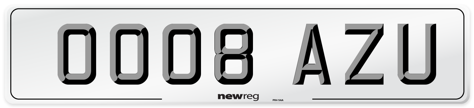 OO08 AZU Number Plate from New Reg